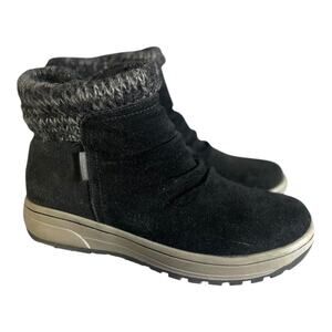 BareTraps Women’s Danna Black Suede Waterproof With Grey Knit Cuff Boots 7.5M